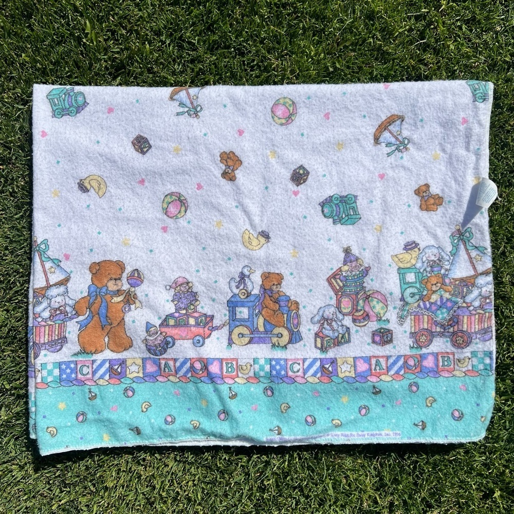 Vintage 90s Riegel Daisy Kingdom McBaby Cotton Receiving Baby Blanket 27x34 GUC